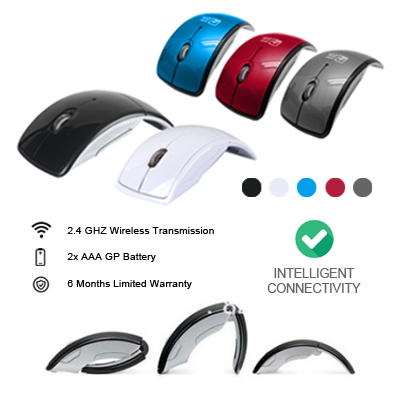 Arc Design Gloss Foldable Wireless Optical Mouse 06