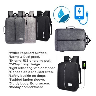 15.6'' REFLECT 2 Way Laptop Backpack with External USB Port 09
