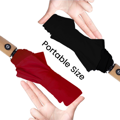 21'' Auto Open-Close 3 Fold Umbrella with Wooden Handle 10