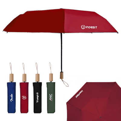 21'' 3 Fold Umbrella with Wooden Handle 01