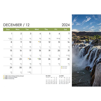 Majestic Waterfall ll Wire-O Desk Calendar 2024 14