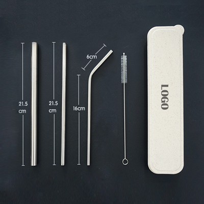 4-in-1 Silver Stainless Steel Drinking Straw Gifts Set 04