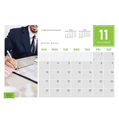 Corporate ll Wire-O Desk Calendar 2024 13