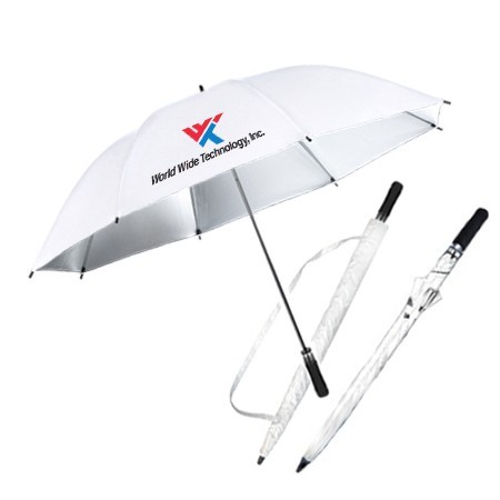 27" Auto Open White Inner Silver Coated Golf Umbrella 01