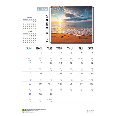 Majestic Beaches ll Wire-O Desk Calendar 2024 14