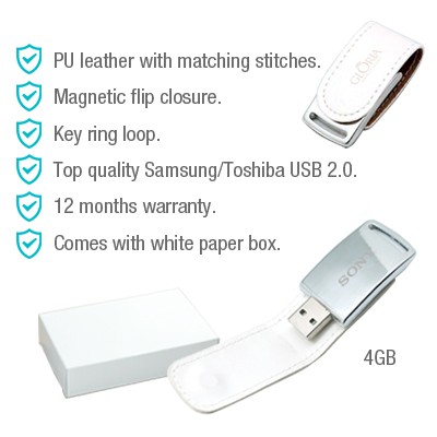 Executive PU White Magnetic USB Flash Drive - 4GB 07