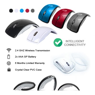 Arc Design Gloss Foldable Wireless Optical Mouse 05