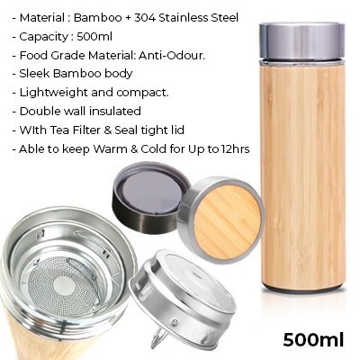 Bamboo Premium Stainless Steel Thermos - 500ml 13