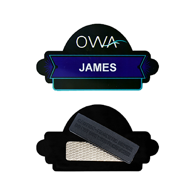 Black Acrylic Name Tag with Magnetic Back 10