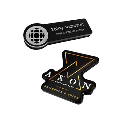Black Acrylic Name Tag with Magnetic Back 01