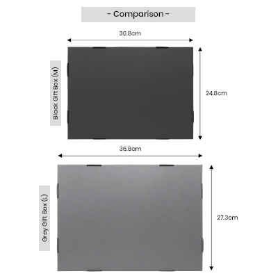 Black Gift Box 2 Compartment with Shredded Paper- M Size 08