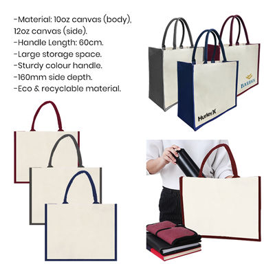 Colour Strip Laminated Canvas Bag - 10oz (400x330x160) 12