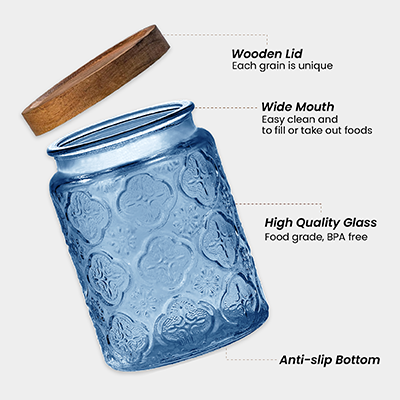 COLOUR Wooden Lid Glass Canister - 700ml 04