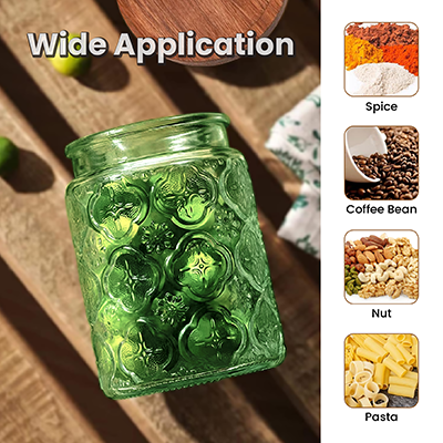 COLOUR Wooden Lid Glass Canister - 700ml 06