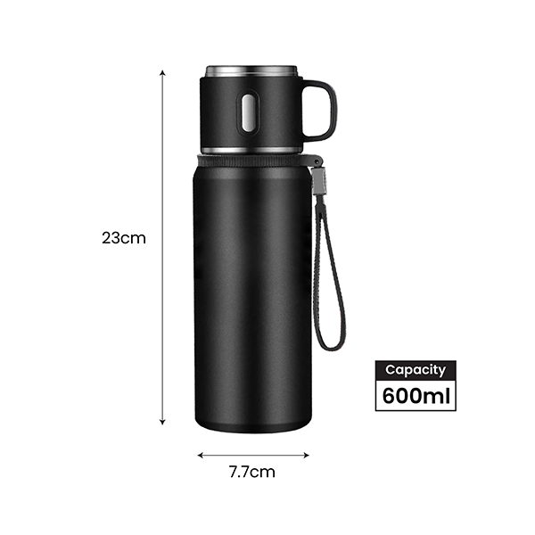 CUP Stainless Steel Vacuum Thermos Flask with Handle - 600ml 08