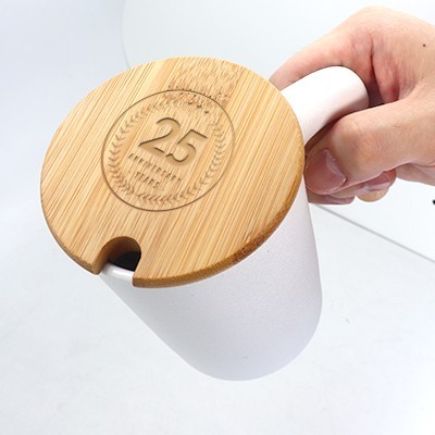 DESIGNER Ceramic Mug with Wooden Handle - 450ml 07