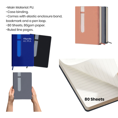 Duo Tone PU A5 Notebook with Pen Loop 09