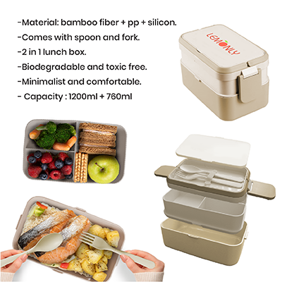ECO Bamboo 2 Tier Lunch Box - 1200ml 10