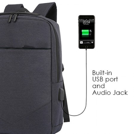 15.6" Fashion Grey Laptop Backpack With USB Port 04