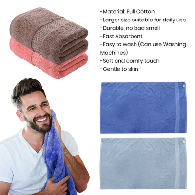 Full Cotton Bath Towel with Drawstring Pouch (1400x700) - 460g 12