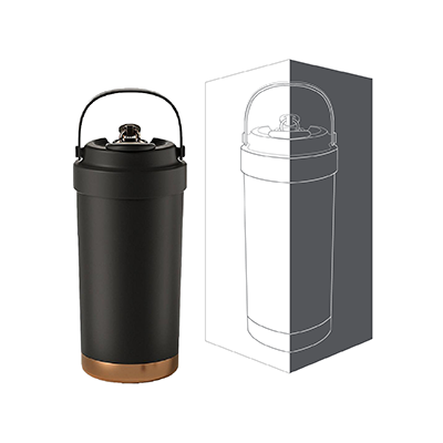 GOLD Dual Lid 316 S.Steel Bottle with Straw Handle – 500ml 11