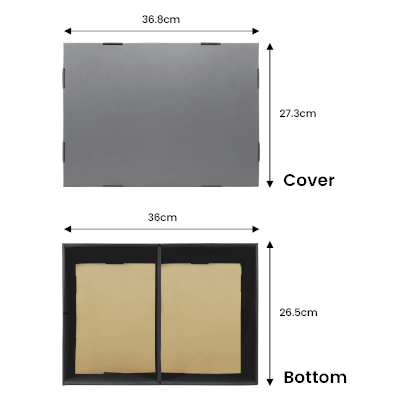 Grey Gift Box 2 Compartment with Shredded Paper- L Size 07