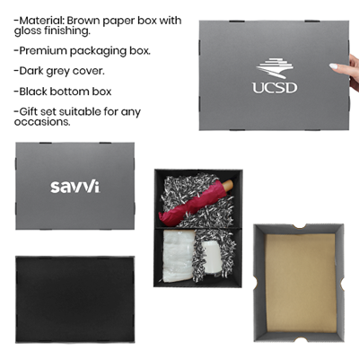 Grey Gift Box 2 Compartment with Shredded Paper- L Size 09