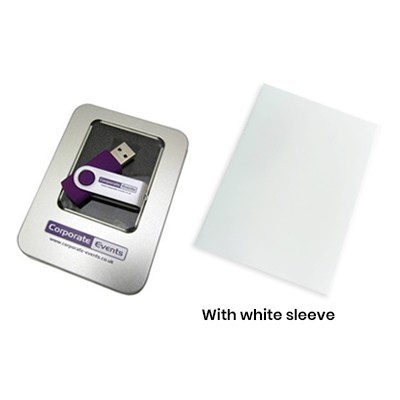 Half Window USB Metal Tin Box with White Sleeve 07