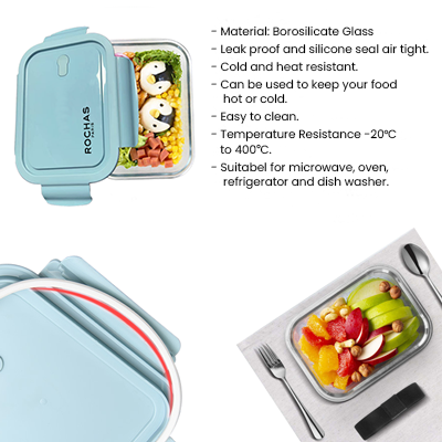 High Borosilicate Glass Lunch 1 Compartment - 1040ml 08