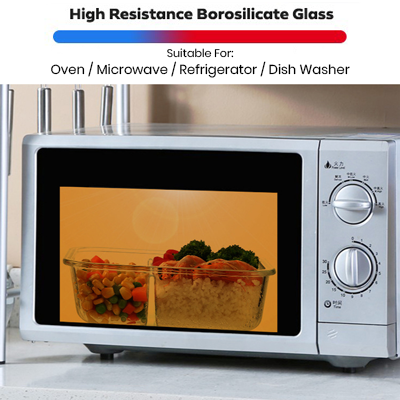 High Borosilicate Glass Lunch 2 Compartment - 1040ml 04