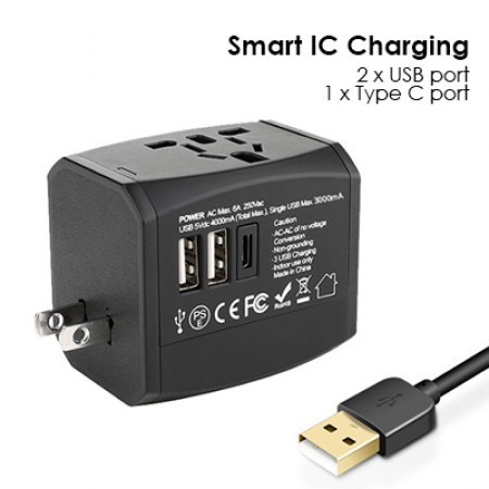 HITEC Travel Adapter Dual USB and Type-C Charger 04