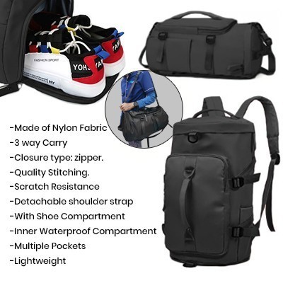 HYKE 2 Travel Nylon Duffel Two Way Bag 13