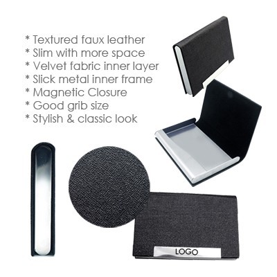 Magnetic Faux Leather Name Card Holder 11