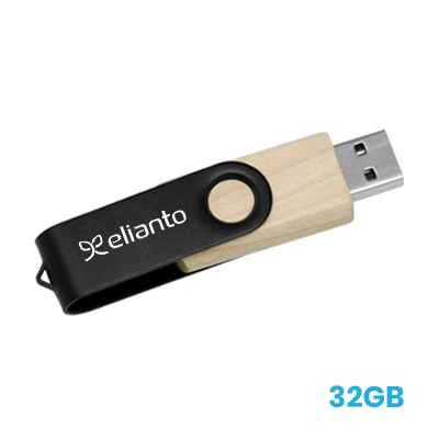 Metal Swivel Black Wooden USB Flash Drive – 32GB 01