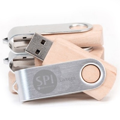 Metal Swivel Wooden USB Flash Drive - 32GB 04