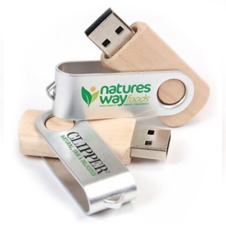 Metal Swivel Wooden USB Flash Drive - 8GB 04