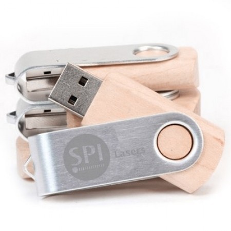 Metal Swivel Wooden USB Flash Drive - 8GB 05