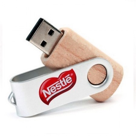Metal Swivel Wooden USB Flash Drive - 8GB 07