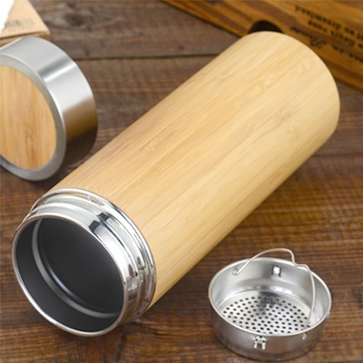 Mini Bamboo Premium Stainless Steel Thermos - 350ml 03