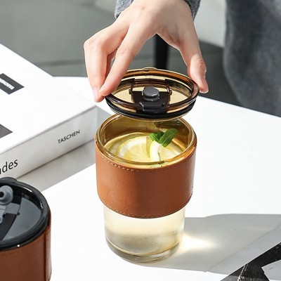 MONTE 2 Premium Color Glass Mug with PU Sleeve- 400ml 08