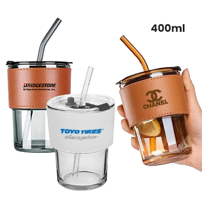 MONTE 2 Premium Color Glass Mug with PU Sleeve- 400ml 01