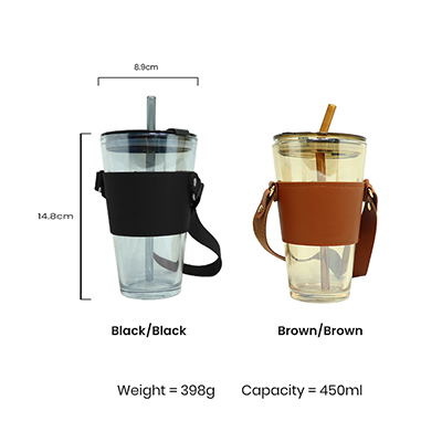MONTE 3 Premium Color Glass Mug with PU Sleeve - 450ml 11