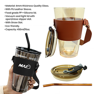 MONTE 3 Premium Color Glass Mug with PU Sleeve - 450ml 13