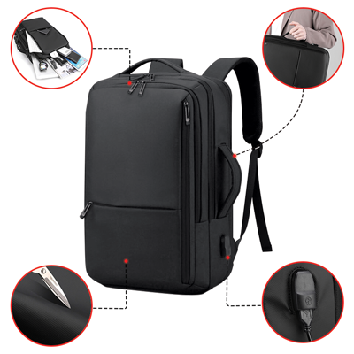NERO 2 Way Travel Laptop Backpack with USB Port 10
