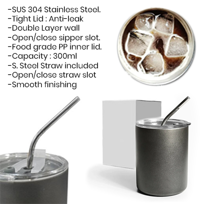 OSSL Stainless Steel Vacuum Tumbler - 300ml 11