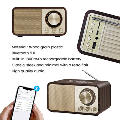 Retro Wooden Bluetooth Speaker with FM Radio – 1800mAh Battery 10