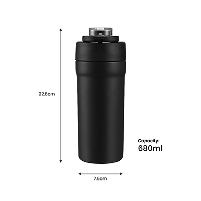 TIGO Stainless Steel Bottle with Straw Carry Handle - 680ml 09