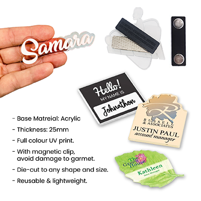 Transparent Acrylic Name Tag with Magnetic Back 11