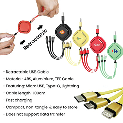VORTEX 3-in-1 Retractable USB Charging Cable 11