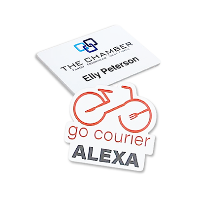 White Acrylic Name Tag with Magnetic Back 01